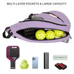 Goloni Pickleball Bag for Women Men, Convertible Pickleball Backpack Sling Bag with Fence Hook, Waterproof Polyester Paddle Bag with Multiple Compartments,Light Purple