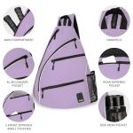 Goloni Pickleball Bag for Women Men, Convertible Pickleball Backpack Sling Bag with Fence Hook, Waterproof Polyester Paddle Bag with Multiple Compartments,Light Purple