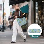 MCHIVER Pickleball Blue Print Quilted Tote Bag for Women Lightweight Puffy Pickleball Tote Bag with Compartments Large Shoulder Handbag for Travel Work Gym