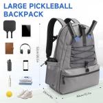 SANLIKE Pickleball Bag Backpack for Men Women，Large Pickle Ball Paddle Bag Fits 2 to 4 Paddles,Sports Duffle Bags with Shoe Compartment and Pocket (Gray)