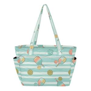 VIGTRO Colorful Pickleball Paddles Balls Women Puffer Tote Bag with Compartments, Reusable Quilted Handbag Shoulder Bag with Zipper for Travel, Work, Gym, Shopping