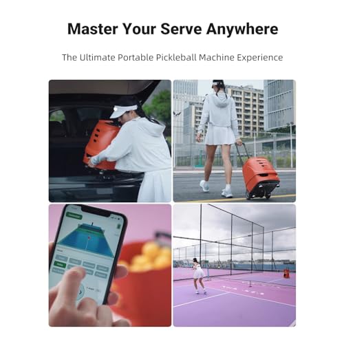Black Pickleball Launcher with App Control, Variable Speeds
