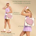 Mini Momo Durable Pickleball Tote Bag with Large Capacity & Adjustable Crossbody Strap (Pink)