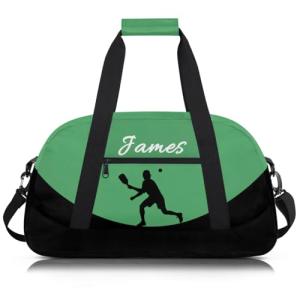 Herdesigns Custom Pickleball Gym Duffel Bag for Men, Ball Personalized Name Travel Sport Tote Bags Custom Overnight Weekender Bags, Green