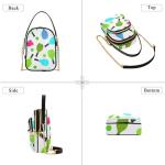 Pickleball Paddles Balls White Women Shoulder Purses Cell Phone Purse Chain Strap Floral Print Zipper Designer Bowler Tote, 5.9" × 8.3" × 3.1"
