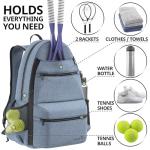 Athletico City Tennis Bag - Tennis Backpack for Men & Women Holds 2 Rackets & Shoes - Bags With Racquet Holder For Tennis, Pickleball, Squash & Badminton - Women's (Gray)