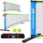 Portable Pickleball Net, Regulation Size 22FT and 11FT Half Court 2-in-1 Pickle Ball Net with 2 Pickleballs and Carry Bag for Driveway, Backyard, Street, Weather Resistance Steady Steel Frame