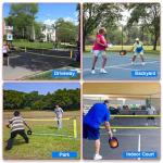 Portable Pickleball Net, Regulation Size 22FT and 11FT Half Court 2-in-1 Pickle Ball Net with 2 Pickleballs and Carry Bag for Driveway, Backyard, Street, Weather Resistance Steady Steel Frame