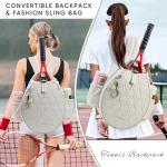 VIGEGARI Quilted Tennis Bag for Women – Tennis Backpack & Crossbody Sling | Holds 2 Rackets or 3 Pickleball Paddles | Lightweight Badminton Racket Bag, Tennis Tote & Sports Backpack