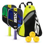 Selkirk Sport SLK Neo Graphite Pickleball Paddles Set of 2 | Designed in The USA | Complete Pickleball Set with 2 Pickle Ball Rackets, 3 Hybrid+ Balls, and SLK Sling Bag | Green & Purple