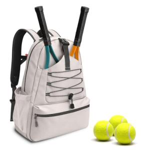 SANLIKE Pickleball Bag Backpack for Men Women，Large Pickle Ball Paddle Bag Fits 2 to 4 Paddles,Sports Duffle Bags with Shoe Compartment and Pocket (White)