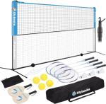 17FT Portable Pickleball Badminton Net Set Outdoor, Height Adjustable Multi Sports Net Set for Backyards Beach Driveway with 4 Aluminum Rackets, 2 Pickle Paddles and Carry Bag, Easy Set Up & Durable