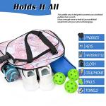 Boulder Bee | Premium Pickleball Bags | PickleBall Tote Bag for Women | Women’s Hand/Shoulder Gym Bag w Water Bottle Holder | With Racquet/Paddle Holder (Pink cashew flower)