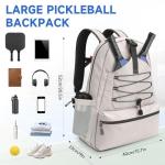 SANLIKE Pickleball Bag Backpack for Men Women，Large Pickle Ball Paddle Bag Fits 2 to 4 Paddles,Sports Duffle Bags with Shoe Compartment and Pocket (White)