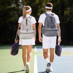 SANLIKE Pickleball Bag Backpack for Men Women，Large Pickle Ball Paddle Bag Fits 2 to 4 Paddles,Sports Duffle Bags with Shoe Compartment and Pocket (White)