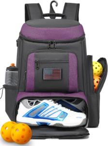 HAMBOLY Pickleball Bag for Men & Women, Large Pickleball Backpack with Shoes Compartment and Cooler, Fence Hook Design