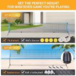 17FT Portable Pickleball Badminton Net Set Outdoor, Height Adjustable Multi Sports Net Set for Backyards Beach Driveway with 4 Aluminum Rackets, 2 Pickle Paddles and Carry Bag, Easy Set Up & Durable