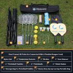 17FT Portable Pickleball Badminton Net Set Outdoor, Height Adjustable Multi Sports Net Set for Backyards Beach Driveway with 4 Aluminum Rackets, 2 Pickle Paddles and Carry Bag, Easy Set Up & Durable