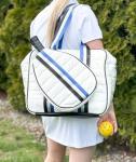 Babs + Birdie The Bennett Pickleball Puffer Duffel Sport Bag – Lightweight Pickleball Bag for Men & Women with Paddle Compartment and Large Storage (White)