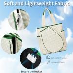 GIBZ Tennis Bag for Women, Quilted Rackets Backpack & Tote Waterproof, Large Lightweight Bags Holds for Pickleball, Badminton, Beige