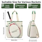GIBZ Tennis Bag for Women, Quilted Rackets Backpack & Tote Waterproof, Large Lightweight Bags Holds for Pickleball, Badminton, Beige