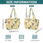 MCHIVER Sports Pickleballs Yellow Print Quilted Tote Bag for Women Lightweight Weekender Bag with Compartments Large Shoulder Handbag for Gym Travel Work