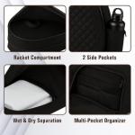 RAREGRAY Premium Tennis Bag – Large Capacity Crossbody Racket Bag for Tennis, Pickleball, Badminton & Squash – Water-Resistant, Lightweight for Women & Men (BLACK)