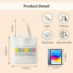 NATSUNO Pickleball Canvas Tote Bag, Pickle Ball Gifts for Women Pickle Ball Lovers, It's a Good Day to Play Pickleball Canvas Tote Bag for Women, Reusable Grocery Bags Shopping Bags