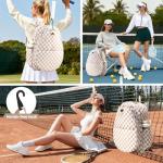 Mosthink Pickleball Racket Backpack Tennis Bag for Women Water-Resistant and Machine Washable Tennis Backpack，Lightweight Sports Bag for Pickleball, Badminton (Plaid Brown)