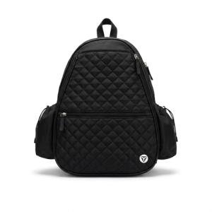 Thorza Tennis & Pickleball Backpack for Women & Men – Compact Racket Bag, Lightweight Quilted Design with Bottle Pockets, Ideal for Practice, Travel & Everyday Court Use - Black