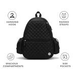 Thorza Tennis & Pickleball Backpack for Women & Men – Compact Racket Bag, Lightweight Quilted Design with Bottle Pockets, Ideal for Practice, Travel & Everyday Court Use - Black