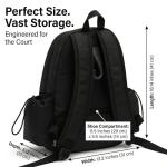 Thorza Tennis & Pickleball Backpack for Women & Men – Compact Racket Bag, Lightweight Quilted Design with Bottle Pockets, Ideal for Practice, Travel & Everyday Court Use - Black