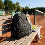 Thorza Tennis & Pickleball Backpack for Women & Men – Compact Racket Bag, Lightweight Quilted Design with Bottle Pockets, Ideal for Practice, Travel & Everyday Court Use - Black