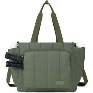 Chase Chic Pickleball Tote Bag for Women,Lightweight Puffer Quilted Crossbody Shoulder Bag Pickle Ball Paddle Holder for Gym Sports,Green