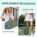 Chase Chic Pickleball Tote Bag for Women,Lightweight Puffer Quilted Crossbody Shoulder Bag Pickle Ball Paddle Holder for Gym Sports,Green