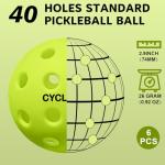 cyclotron 6-Pack Premium Pickleball Balls - USAP Approved, 40 Holes Outdoor/Indoor Pickle Balls with Bag, Perfectly Balanced, High Bounce True Flight, Pickle Ball for Tournament Play(Green)