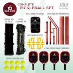 Pickleball Set with Net | 4 USA Pickleball Approved Carbon Fiber Paddles, Portable Regulation Size Net System, 8 Outdoor Balls, Court Marker Kit, Duffle Bag & Carry Bag - ROBBIMS