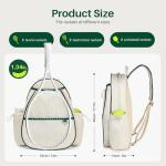 Movker Tennis Bag for Women & Men Sling Crossbody Backpack 2-Racket Waterproof Pocket & Fence Hook Racket Bags Suitable for Pickleball Tennis Badminton