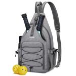 G4Free Pickleball Bag, Men's and Women's Pickleball Backpack, Adjustable Crossbody Sling Bag, Lightweight Ball Paddle Backpack,Light Grey