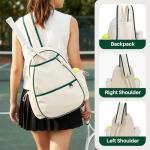 Movker Tennis Bag for Women & Men Sling Crossbody Backpack 2-Racket Waterproof Pocket & Fence Hook Racket Bags Suitable for Pickleball Tennis Badminton