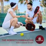 Pickleball Set with Net | 4 USA Pickleball Approved Carbon Fiber Paddles, Portable Regulation Size Net System, 8 Outdoor Balls, Court Marker Kit, Duffle Bag & Carry Bag - ROBBIMS