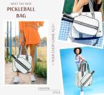 LESCATO Pickleball Puffer Bag with Racket Compartment, Quilted Pickleball Sports Tote Bag, Adjustable Shoulder Strap, Crossbody Strap, Fits 2 Rackets, Cute Pickleball Bag for Women (White)
