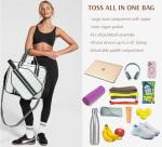 LESCATO Pickleball Puffer Bag with Racket Compartment, Quilted Pickleball Sports Tote Bag, Adjustable Shoulder Strap, Crossbody Strap, Fits 2 Rackets, Cute Pickleball Bag for Women (White)