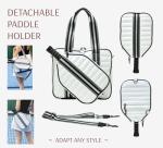 LESCATO Pickleball Puffer Bag with Racket Compartment, Quilted Pickleball Sports Tote Bag, Adjustable Shoulder Strap, Crossbody Strap, Fits 2 Rackets, Cute Pickleball Bag for Women (White)