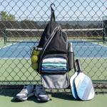 Alveroya Pickleball Sling Bag with Shoe Compartment for Men Women, Professional Pickleball Backpack Fits 2-3 Paddles, Large Capacity Paddle Bag with 36oz Water Bottle Pocket & Fence Hook -Grey/Black