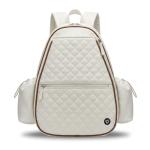 Thorza Tennis & Pickleball Backpack for Women & Men – Compact Racket Bag, Fits 1 Tennis Racket or Paddles, Lightweight Quilted Design with Bottle Pockets for Practice & Travel - Beige