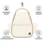 Thorza Tennis & Pickleball Backpack for Women & Men – Compact Racket Bag, Fits 1 Tennis Racket or Paddles, Lightweight Quilted Design with Bottle Pockets for Practice & Travel - Beige