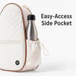 Thorza Tennis & Pickleball Backpack for Women & Men – Compact Racket Bag, Fits 1 Tennis Racket or Paddles, Lightweight Quilted Design with Bottle Pockets for Practice & Travel - Beige