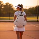 Thorza Tennis & Pickleball Backpack for Women & Men – Compact Racket Bag, Fits 1 Tennis Racket or Paddles, Lightweight Quilted Design with Bottle Pockets for Practice & Travel - Beige