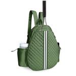 Parachase Tennis Bag for Women and Men, Quilted Tennis Backpack, Water Resistant Sling Crossbody Backpack, Suitable for Pickleball Tennis Badminton, Green, L